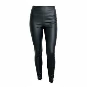 Yummie Faux Leather Black Shaping Leggings Side Zip Small Moto Biker Goth Emo